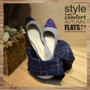 Two Tone Contrast Pointed Ladies Flat | purple-grey | Handmade | RS2921D