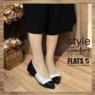 Contrast Pointed Ladies Shoes_ Elegant Hepburn | Leather | Handmade | RS3013B