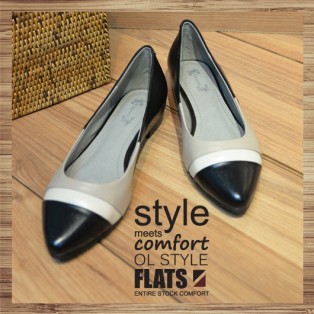 Contrast Pointed Ladies Shoes_ Elegant Hepburn | Leather | Handmade | RS3013A