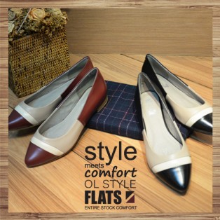 Contrast Pointed Ladies Shoes_ Elegant Hepburn | Leather | Handmade | RS3013B