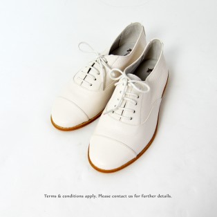 White Oxford Shoes / Small White Shoes / Leather Flat Women's Casual Shoes / RS3071C