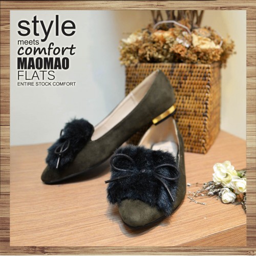 Mao Mao Flats | Dark green with Black fur | RS3526B