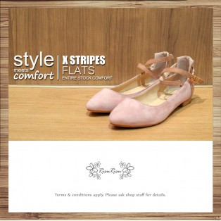 X-Strips Two-Tone Flat Shoes (Pink) / RS3827B