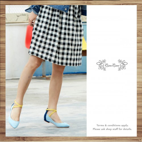 X-Strips Two-Tone Flat Shoes Baby Blue × Navy / RS3827A