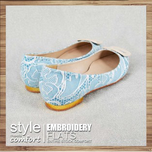 [Island Dream] Embroidered Flat Shoes ( Island Blue ) RS3830A