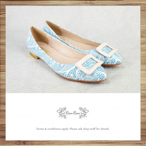 [Island Dream] Embroidered Flat Shoes ( Island Blue ) RS3830A