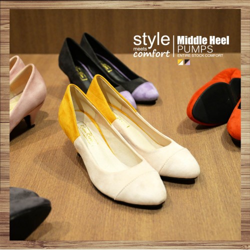 Covered Painted Color /  Low-Heeled Elastic Heel / Handmade / RS3985A