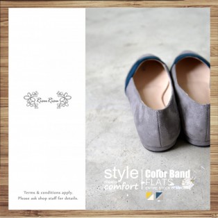 Thin Skinned Feet! Elegant Velvet Two-Tone Flat Shoes Grey × Navy / RS3993B