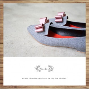 Pink Bowknot flat / Handmade / Grey/ RS3995A