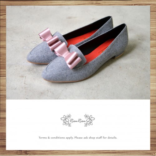 Pink Bowknot flat / Handmade / Grey/ RS3995A