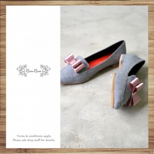 Pink Bowknot flat / Handmade / Grey/ RS3995A