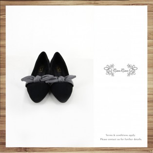 Ribbon flat pumps / Handmade / Black / RS5032A