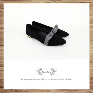 Ribbon flat pumps / Handmade / Black / RS5032A