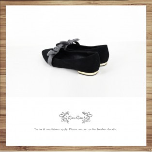 Ribbon flat pumps / Handmade / Black / RS5032A