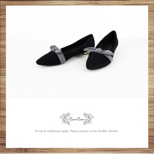 Ribbon flat pumps / Handmade / Black / RS5032A