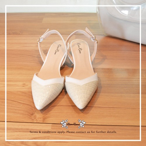 Natural Milk White / Two Tones Heels / Handmade / Full leather / RS5977B