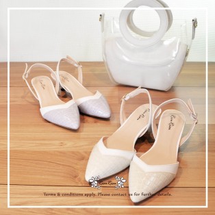 Natural Milk White / Two Tones Heels / Handmade / Full leather / RS5977B