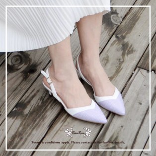 Natural Milk White / Two Tones Heels / Handmade / Full leather / RS5977B