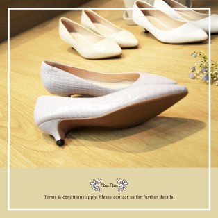 Crocodile White  /  Sheepskin Low Heels / Handmade / Full leather / RS5983C