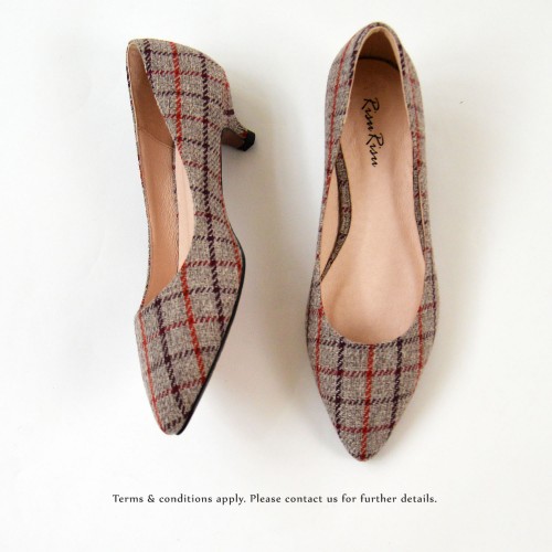 Checkered Pattern Low heels / Handmade / ファブリック Fabric / RS6025A