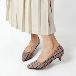 Checkered Pattern Low heels / Handmade / ファブリック Fabric / RS6025A