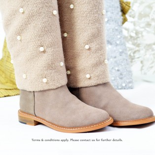 Pearly Woven long boots | Leather | Handmade | Fashion | Beige | RS6028B