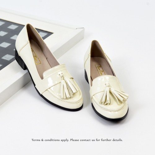 ★ NEW ★  Risurisu | Enamel upper | Handmade | Block Heels | Ivory | RS6302B