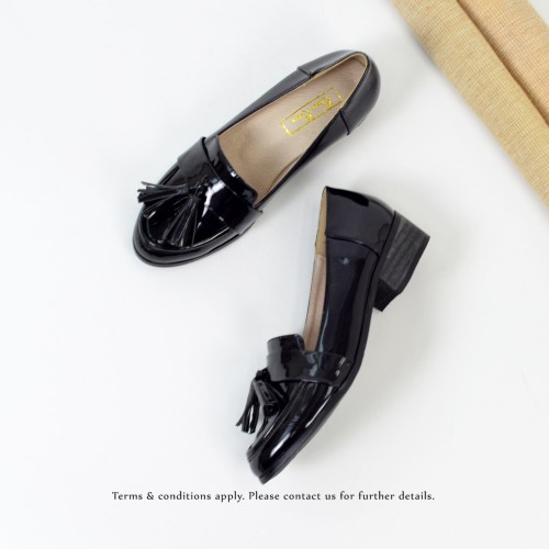 ★ NEW ★  Risurisu | Enamel upper  | Handmade | Block Heels | Black | RS6302A