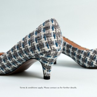 Grey Checkered heels / Handmade / ファブリック Fabric / RS6323A