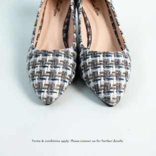 Grey Checkered heels / Handmade / ファブリック Fabric / RS6323A