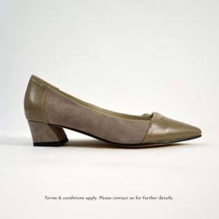 Classic Square Heel Shoes | Grey | Thick Heel | Retro | Leather Shoes | RS6833B