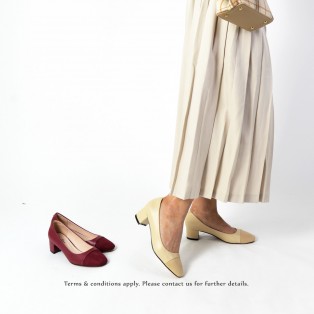 Square Toe | Leather Shoes  | Formal Loafer | Office Lady Pumps | Red | RS6868B