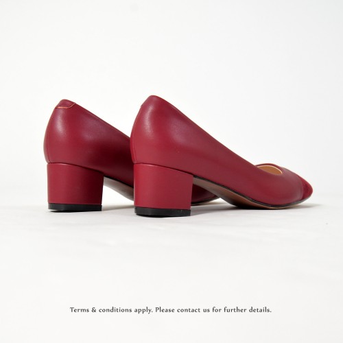 Square Toe | Leather Shoes  | Formal Loafer | Office Lady Pumps | Red | RS6868B