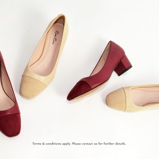 Square Toe | Leather Shoes  | Formal Loafer | Office Lady Pumps | Red | RS6868B