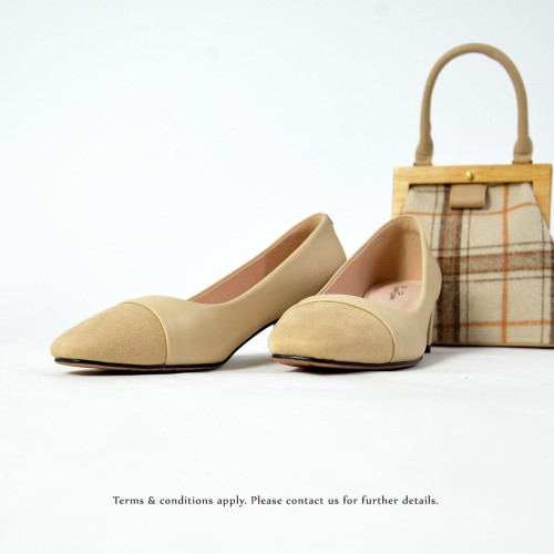 Square Toe | Leather Shoes  | Formal Loafer | Office Lady Pumps | Nude | RS6868A