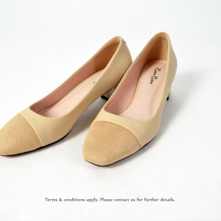 Square Toe | Leather Shoes  | Formal Loafer | Office Lady Pumps | Nude | RS6868A