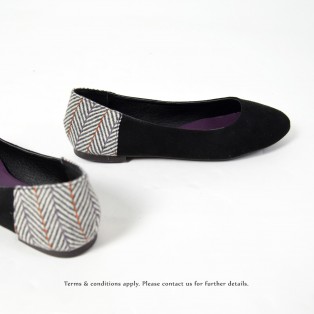 Round Toe | Japanese Woven Flat | Comfort & Lightweight | Handmade | Casual Shoes | Black | RS6877A