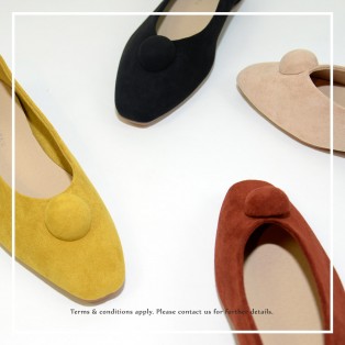 Slim fit feet! | Mustard | Elegant velvet flat shoes | RS6929B