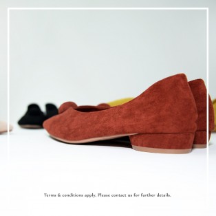 Slim fit feet! | Burnt Orange | Elegant velvet flat shoes | RS6929A