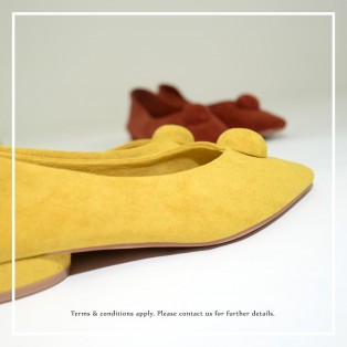 Slim fit feet! | Mustard | Elegant velvet flat shoes | RS6929B