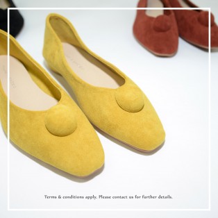 Slim fit feet! | Mustard | Elegant velvet flat shoes | RS6929B