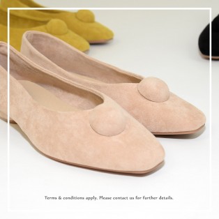 Slim fit feet! | Beige | Elegant velvet flat shoes | RS6929C