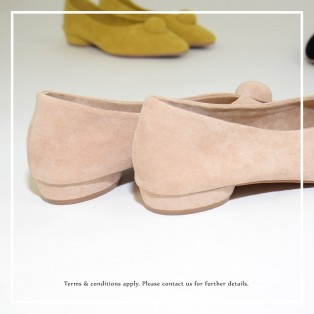 Slim fit feet! | Beige | Elegant velvet flat shoes | RS6929C