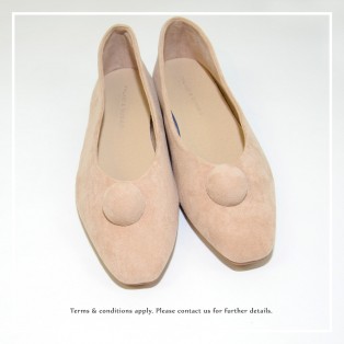 Slim fit feet! | Beige | Elegant velvet flat shoes | RS6929C