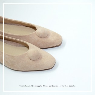 Slim fit feet! | Beige | Elegant velvet flat shoes | RS6929C