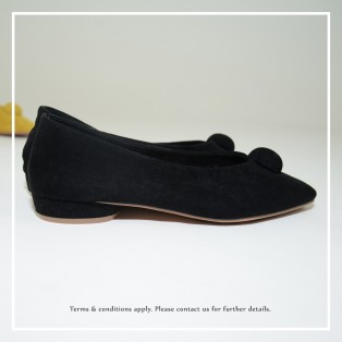 Slim fit feet! | Black | Elegant velvet flat shoes | RS6929D