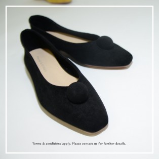 Slim fit feet! | Black | Elegant velvet flat shoes | RS6929D