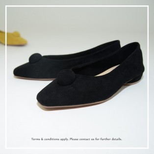 Slim fit feet! | Black | Elegant velvet flat shoes | RS6929D