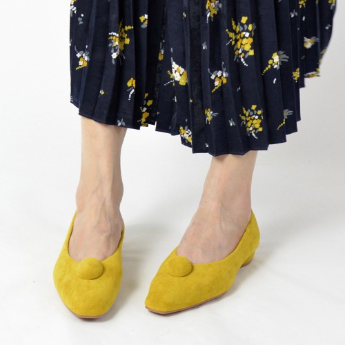 Slim fit feet! | Mustard | Elegant velvet flat shoes | RS6929B