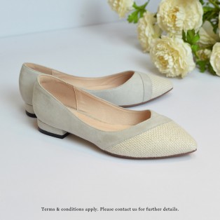 Hemp Toe Cap FLats | Two Tone Design | Handmade Shoes | Grey | Leather Insock | RS6999A